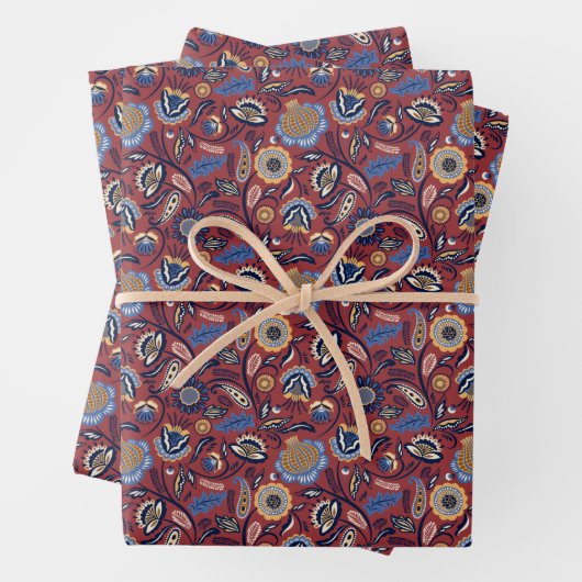 Mid Century Modern Paisley Pattern Inpakpapier Vel (In situ)