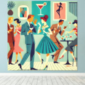 Mid Century Modern Party De Martini Dans Canvas Afdruk (Insitu (Houten vloer))