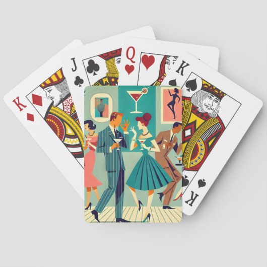 Mid Century Modern Party De Martini Dans Pokerkaarten (Achterkant)