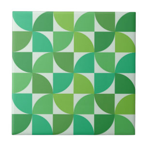 Mid Century Modern patroon Groen en turquoise Tegeltje