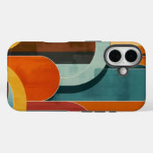 Mid-Century Modern Pattern Blauwgroen Sinaasappel  Case-Mate iPhone Case (Achterkant (horizontaal))