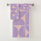 Mid Century Modern Pattern Lavender Bad Handdoek (Insitu)