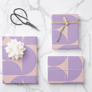Mid Century Modern Pattern Lavender Inpakpapier Vel