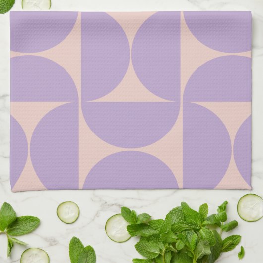 Mid Century Modern Pattern Lavender Theedoek (Gevouwen)