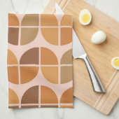 Mid Century Modern Pattern oranje bruin Theedoek (Quarter Fold)