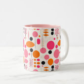 Mid Century Modern Pattern Pastel Bohemian RETRO Tweekleurige Koffiemok (Voorkant rechts)