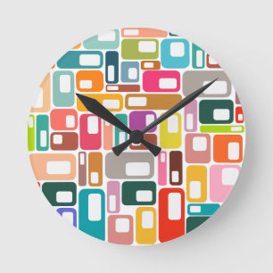 Mid-Century Modern Pattern Ronde Klok