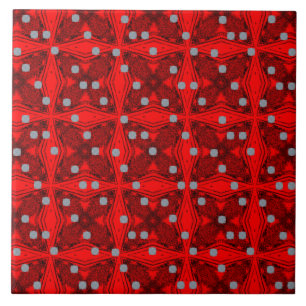 Mid Century Modern Pattern (rood en zwart) Tegeltje