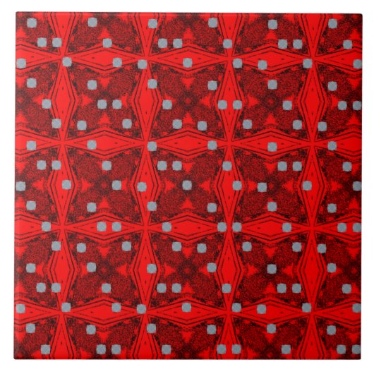 Mid Century Modern Pattern (rood en zwart) Tegeltje (Voorkant)
