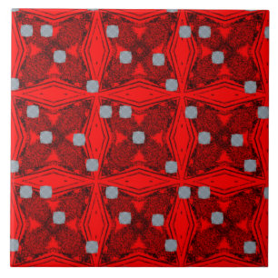 Mid Century Modern Pattern (rood en zwart) Tegeltje