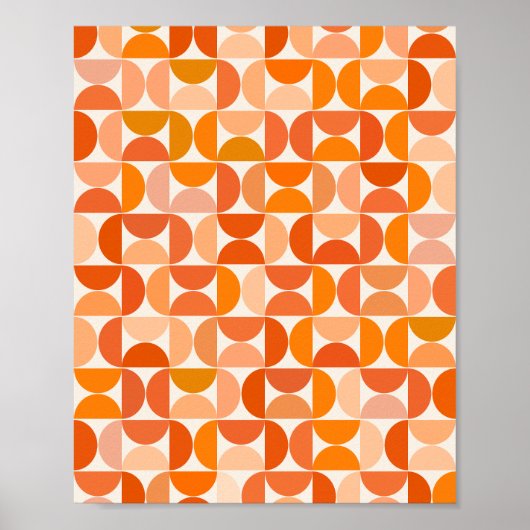 Mid Century Modern Pattern Sinaasappel Poster (Voorkant)