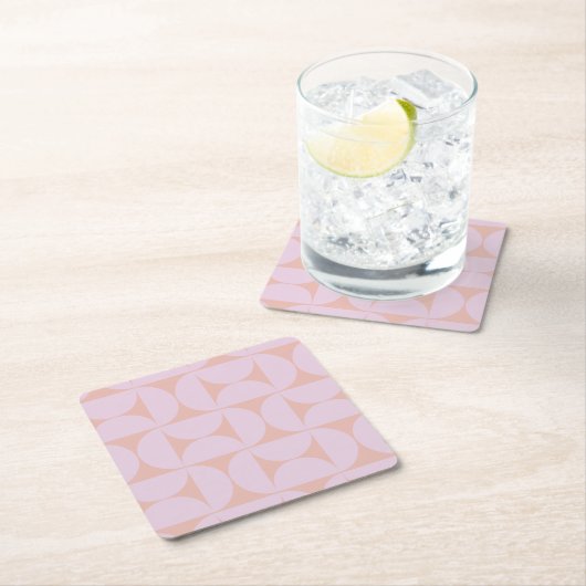 Mid Century Modern Pattern Soft Pastel Lila Vierkante Kartonnen Onderzetter (Insitu)
