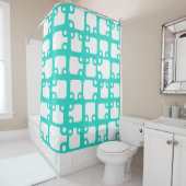 Mid Century Modern Pattern Turquoise 2 Douchegordijn (In situ)