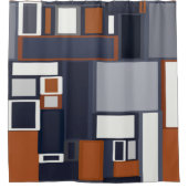 Mid Century Modern Pattern van de marine en Rust Douchegordijn (Voorkant)