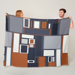 Mid Century Modern Pattern van de marine en Rust Fleece Deken
