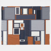 Mid Century Modern Pattern van de marine en Rust Fleece Deken (Voorkant (Horizontaal))