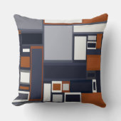Mid Century Modern Pattern van de marine en Rust Kussen (Voorkant)