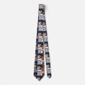 Mid Century Modern Pattern van de marine en Rust Stropdas (Voorkant)