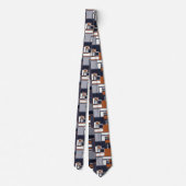 Mid Century Modern Pattern van de marine en Rust Stropdas (Achterkant)