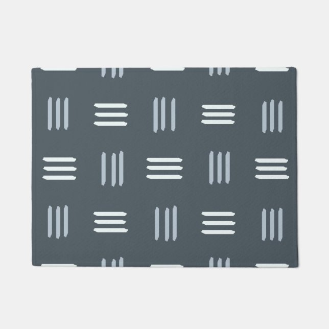 Mid Century Modern Patterned Lines (Slate) Deurmat (Voorkant)