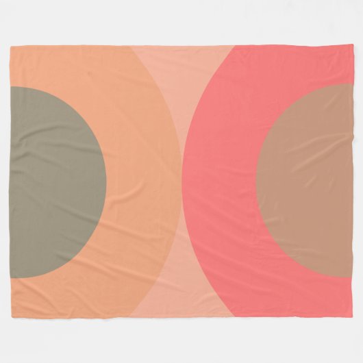 Mid-Century Modern Peach and Olive Fleece Deken (Voorkant (Horizontaal))