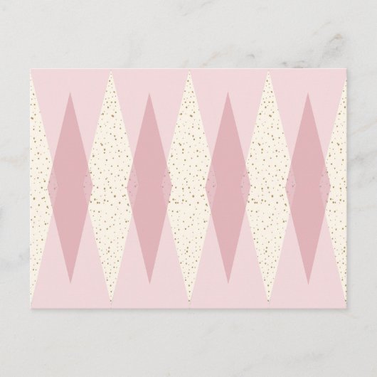 Mid Century Modern Pink Argyle Briefkaart (Voorkant)