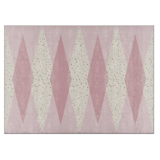 Mid Century Modern Pink Argyle Cutting Board Snijplank (Voorkant)