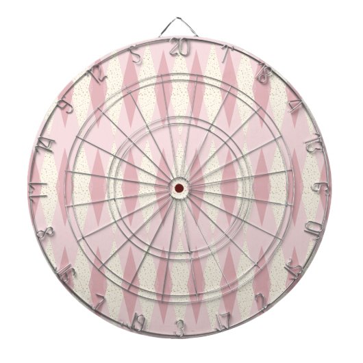 Mid Century Modern Pink Argyle Dart Board Dartbord (Voorkant)