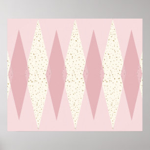 Mid Century Modern Pink Argyle Poster
