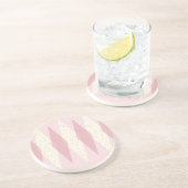 Mid Century Modern Pink Argyle Sandstone Onderzett Zandsteen Onderzetter (Zijkant)