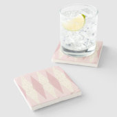 Mid Century Modern Pink Argyle Stone Onderzetter (Zijkant)