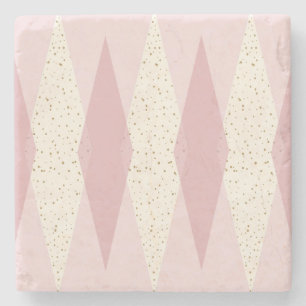 Mid Century Modern Pink Argyle Stone Onderzetter