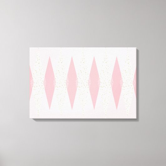 Mid Century Modern Pink Argyle Stretched Canvas (Voorkant)