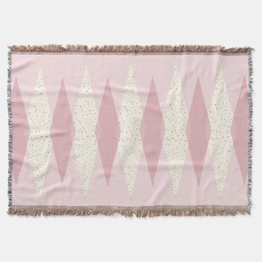 Mid Century Modern Pink Argyle Throw Blanket Deken (Voorkant)