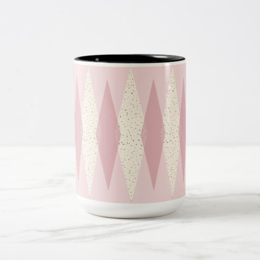 Mid Century Modern Pink Argyle Two Tone Mok (Center)