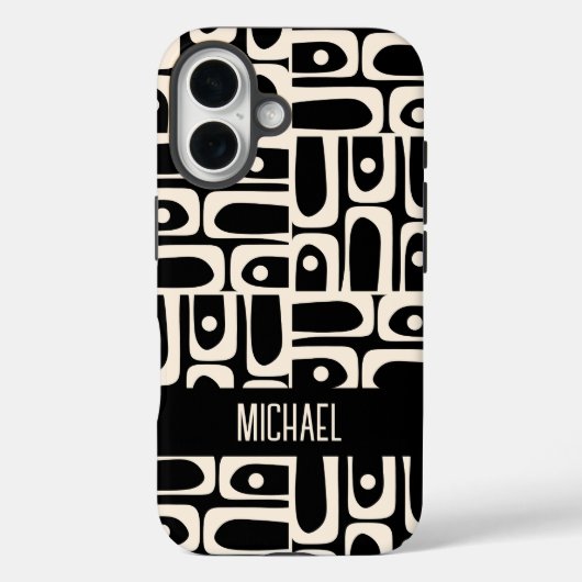 Mid Century Modern Piquet Gepersonaliseerd Zwart Case-Mate iPhone Case (Achterkant)