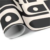 Mid Century Modern Piquet Zwart en Crème Abstract Cadeaupapier (Rol Hoek)