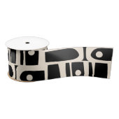 Mid Century Modern Piquet Zwart en Crème Abstract Lint (Spoel)