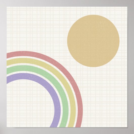 Mid Century Modern Rainbow Sun Poster (Voorkant)