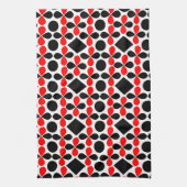Mid Century Modern Red Black Geometric Pattern Theedoek (Verticaal)