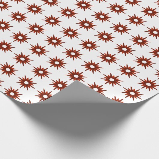 Mid-Century Modern Red Kerstmis Starburst Cadeaupapier (Hoek)