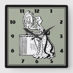 Mid-Century Modern Retro 50s Dames Boudoir Vierkante Klok