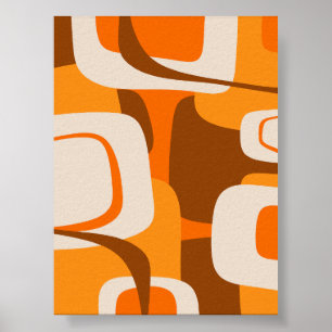 Mid Century Modern Retro Abstract jaren 70 Sinaasa Poster