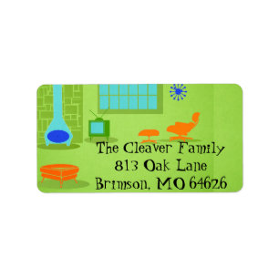 Mid Century Modern Retro Adreslabel Etiket