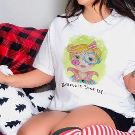 Mid Century Modern Retro Christmas Elf Grappig Quo Tri-Blend Shirt