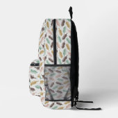 Mid-Century Modern Retro Feathers Backpack Bedrukte Rugzak (Rechts)