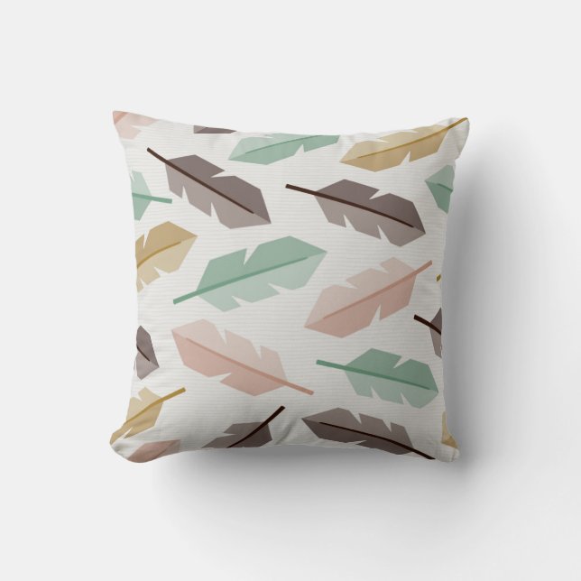Mid-Century Modern Retro Feathers Throw Pillow Kussen (Voorkant)