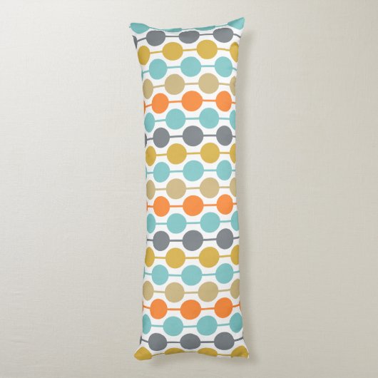 Mid-Century Modern Retro Geometric Circles Pattern Lichaamskussen (Achterkant (Verticaal))