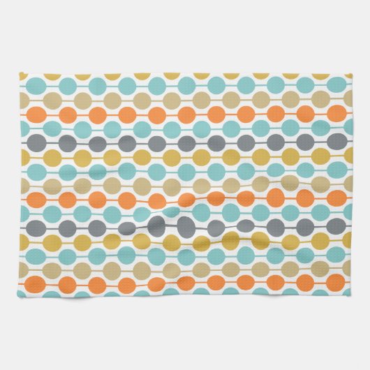 Mid-Century Modern Retro Geometric Circles Pattern Theedoek (Horizontaal)