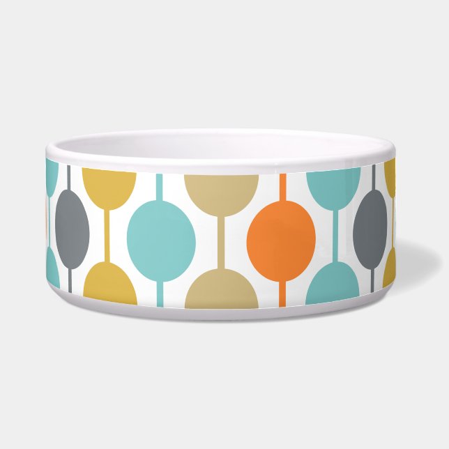 Mid-Century Modern Retro Geometric Circles Pattern Voerbakje (Voorkant)